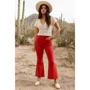 Free People Red Flare Jeans